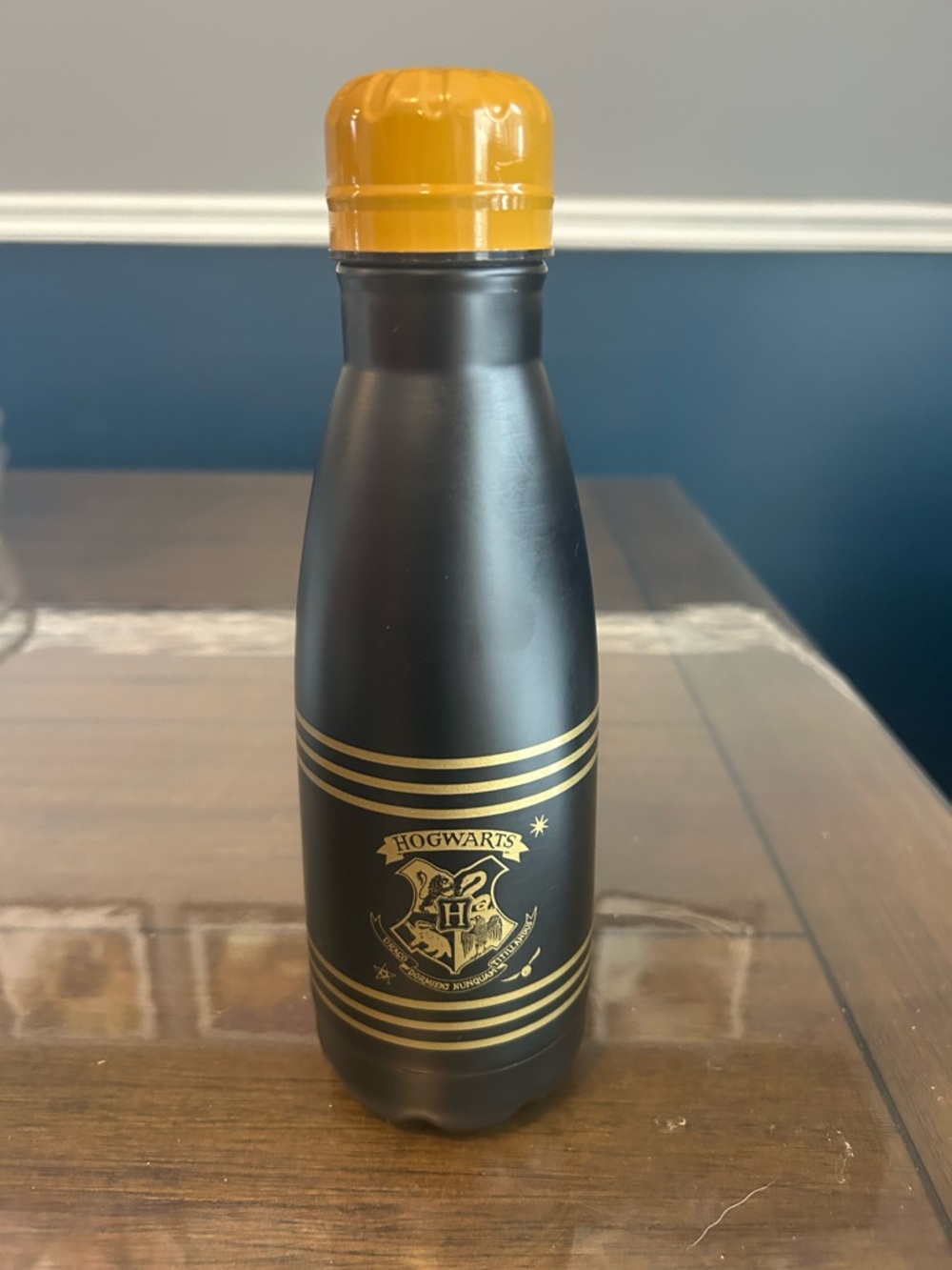 Branded Black and Gold Insulated Bottle with Yellow Cap